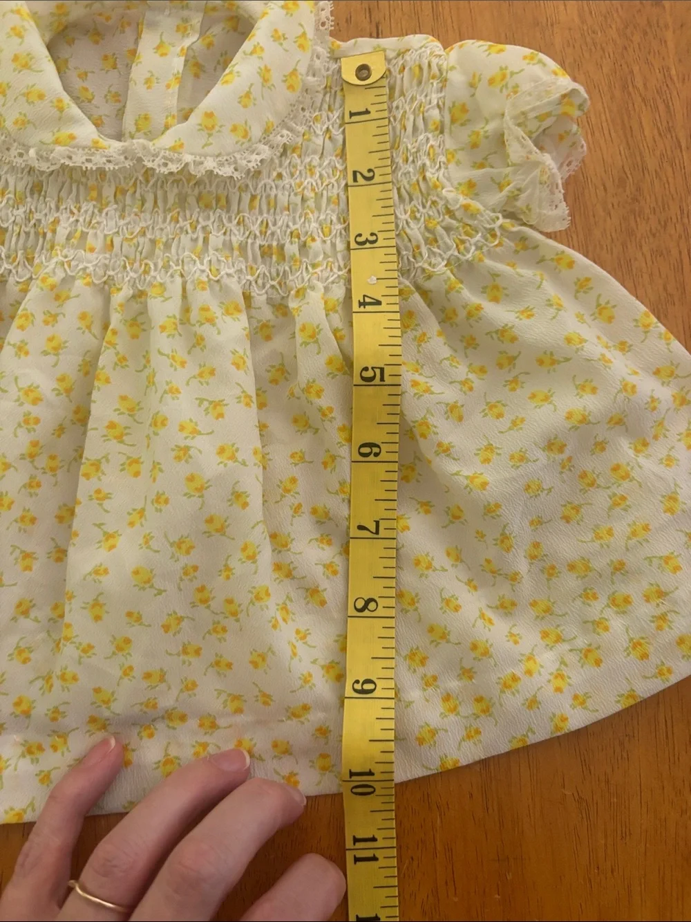 Vintage Baby Girls Yellow Floral Dress & Bloomers Set